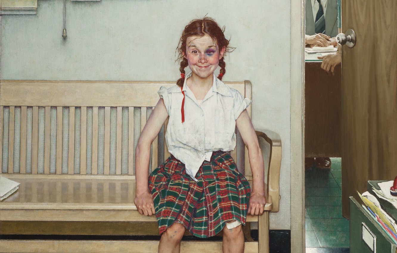 Wallpaper norman rockwell norman rockwell the young lady with a shiner american painter and illustrator american artist and illustrator girl with black eye images for desktop section ððððððññ