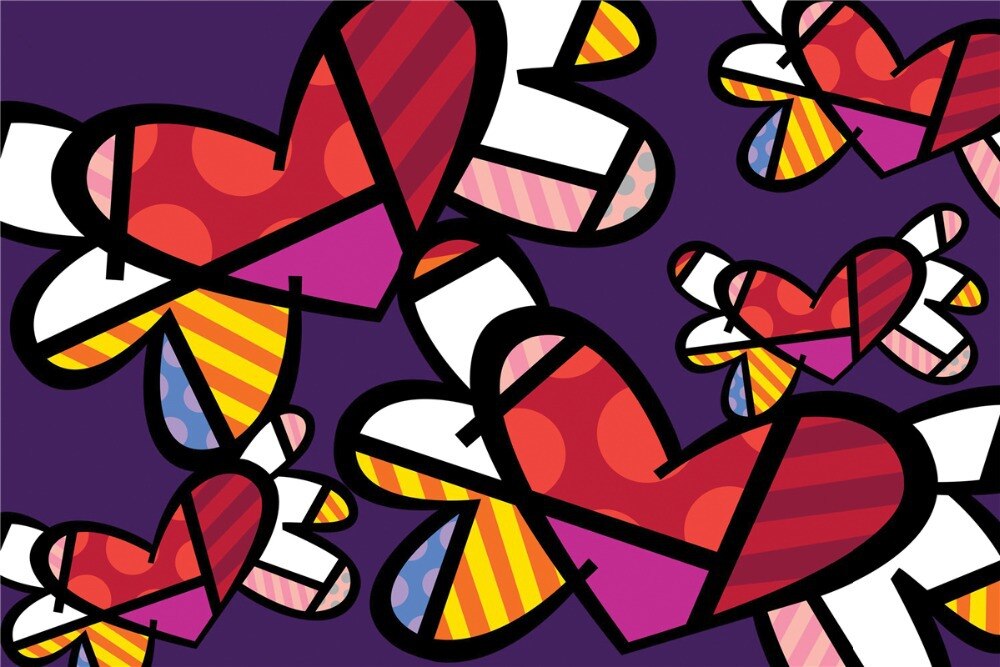 Freies verschiffen nach romero britto schãnes schlafzimmer kor bunte herz mo wandaufkleber gut sign wallpaper wallpaper stickersticker dsstickers blank