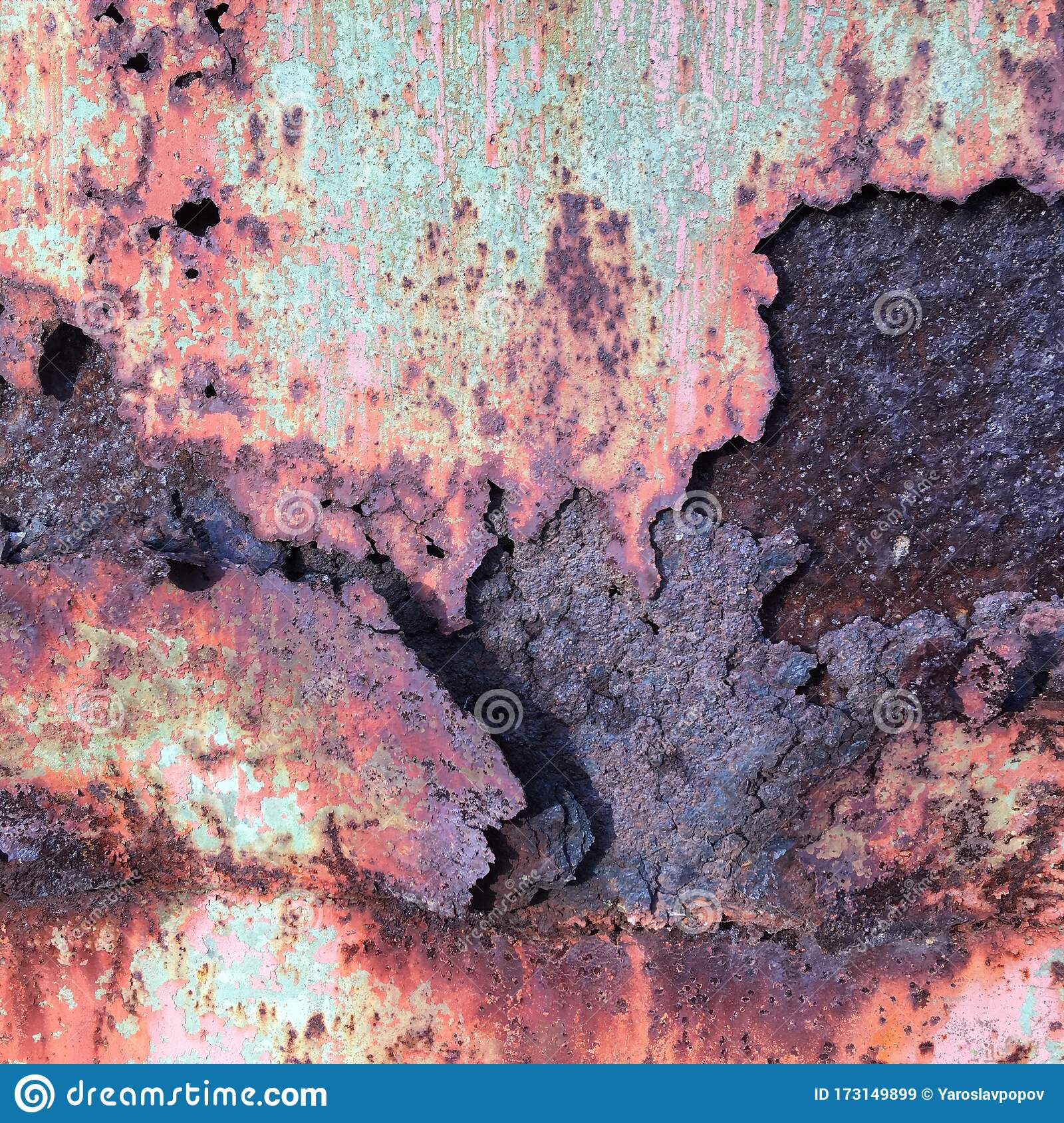 Rotten rusted metal sheet textural background decadence stock image