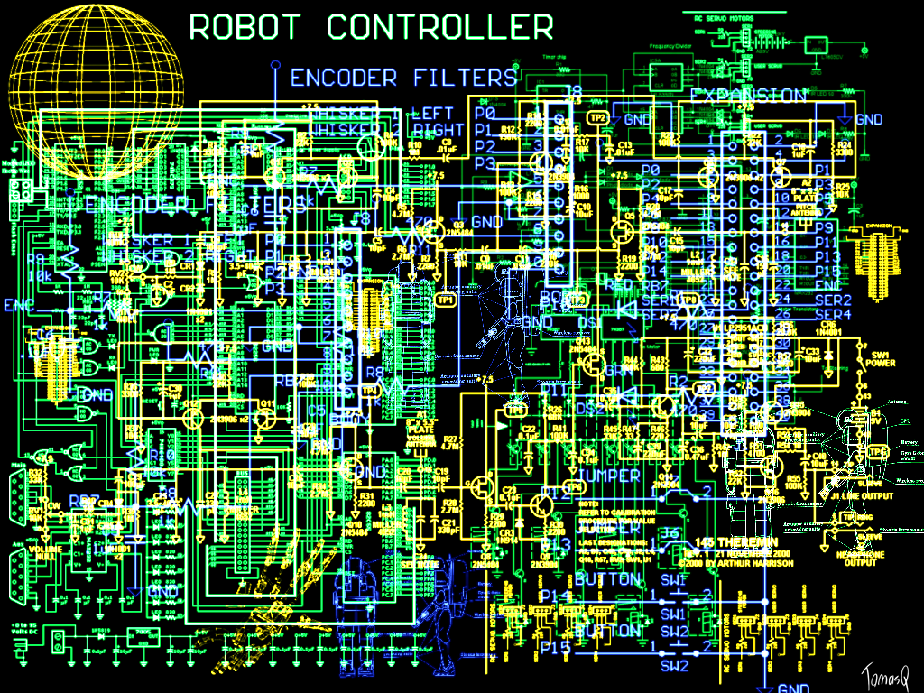 Electronic schematic wallpaper by tomasq on