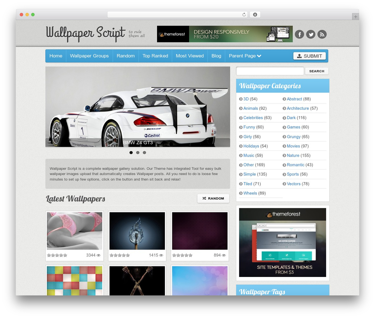 Wallpaper script wallpapers wordpress theme by webit free