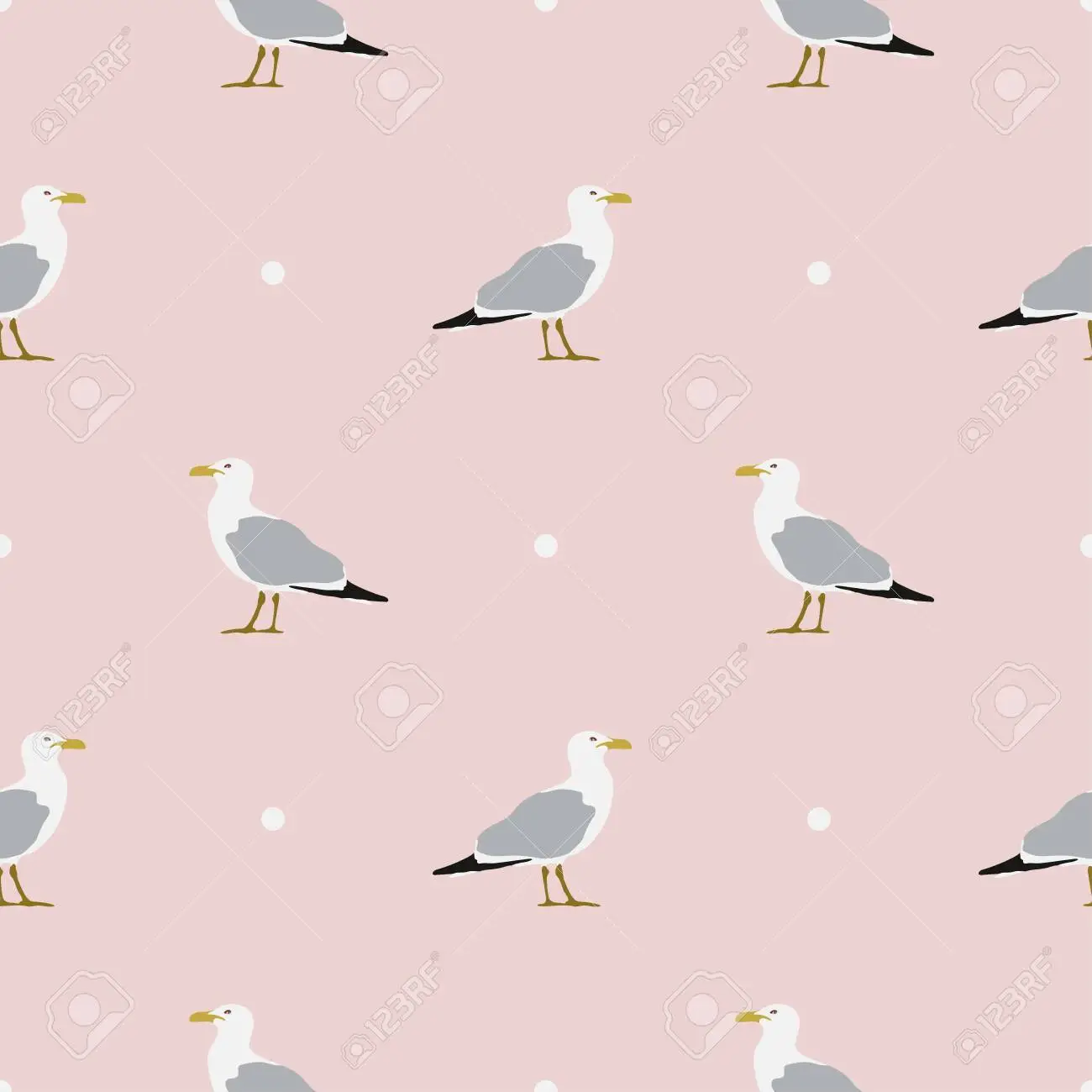 Seamless pattern with seagulls on a pink background sea gull wallpaper print wrapping paper modern textile design banner poster vector illustration royalty free svg cliparts vectors and stock illustration image