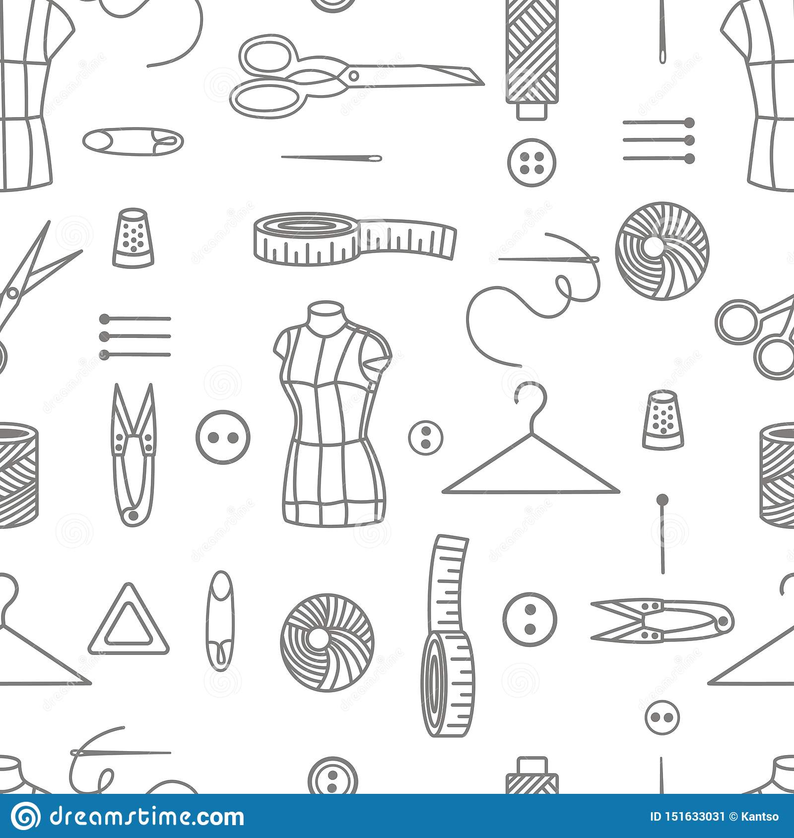 Sewing tools seamless pattern vector background stock vector