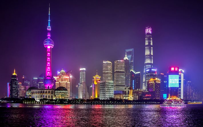 Download wallpapers the bund k shanghai skyline oriental pearl tower modern buildings chinese cities skyscrapers china asia shanghai at night for desktop free pictures for desktop free