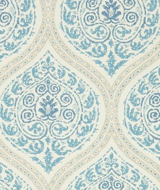 Madurai wallpaper blue and grey damask wallpaper