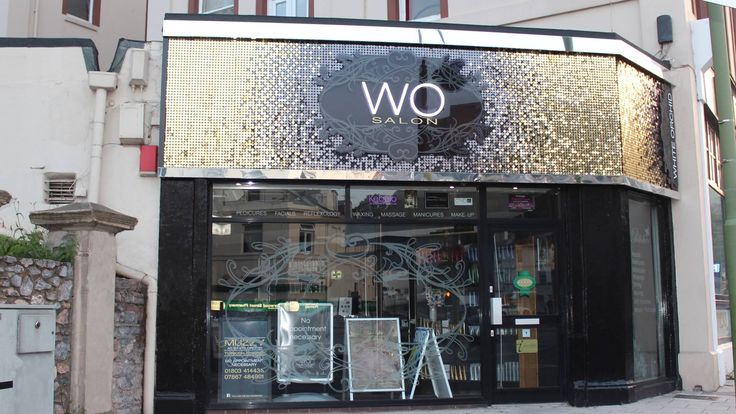 Wo salon bespoke sequin sign torquay goldsequin blacksequin sequinsigns shimmeringsign salon hairdressers shopfascia salon signs torquay shop signs