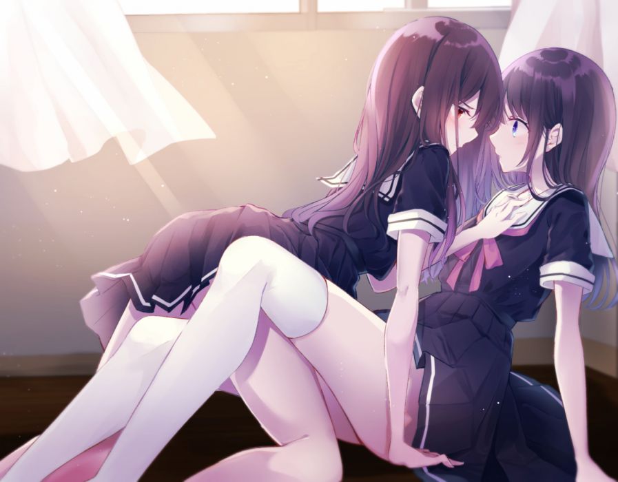 Girls kisaragi yuri original seifuku shoujo ai wallpaper x