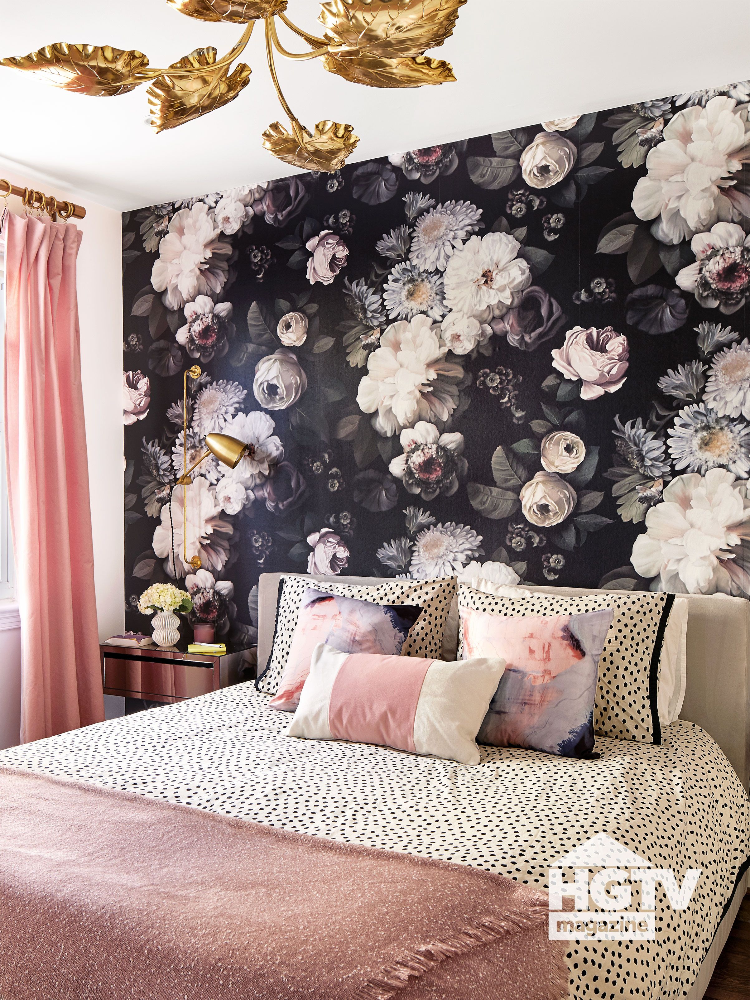 A glam bedroom featured in hgtv magazine wallpaper design for bedroom home decor bedroom bedroom decor