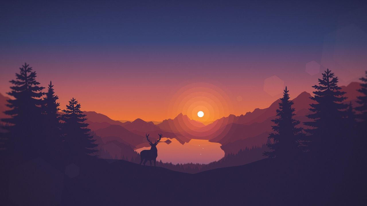 Firewatch k k art forest horizontal landscape wallpaper sunset wallpaper minimalist wallpaper