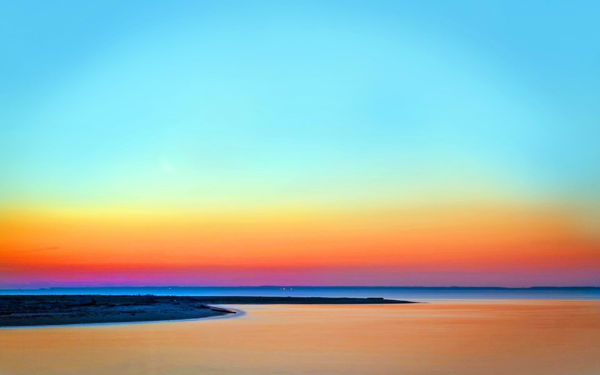 Colorful horizon nature scenic sea sky sunset hd wallpaper