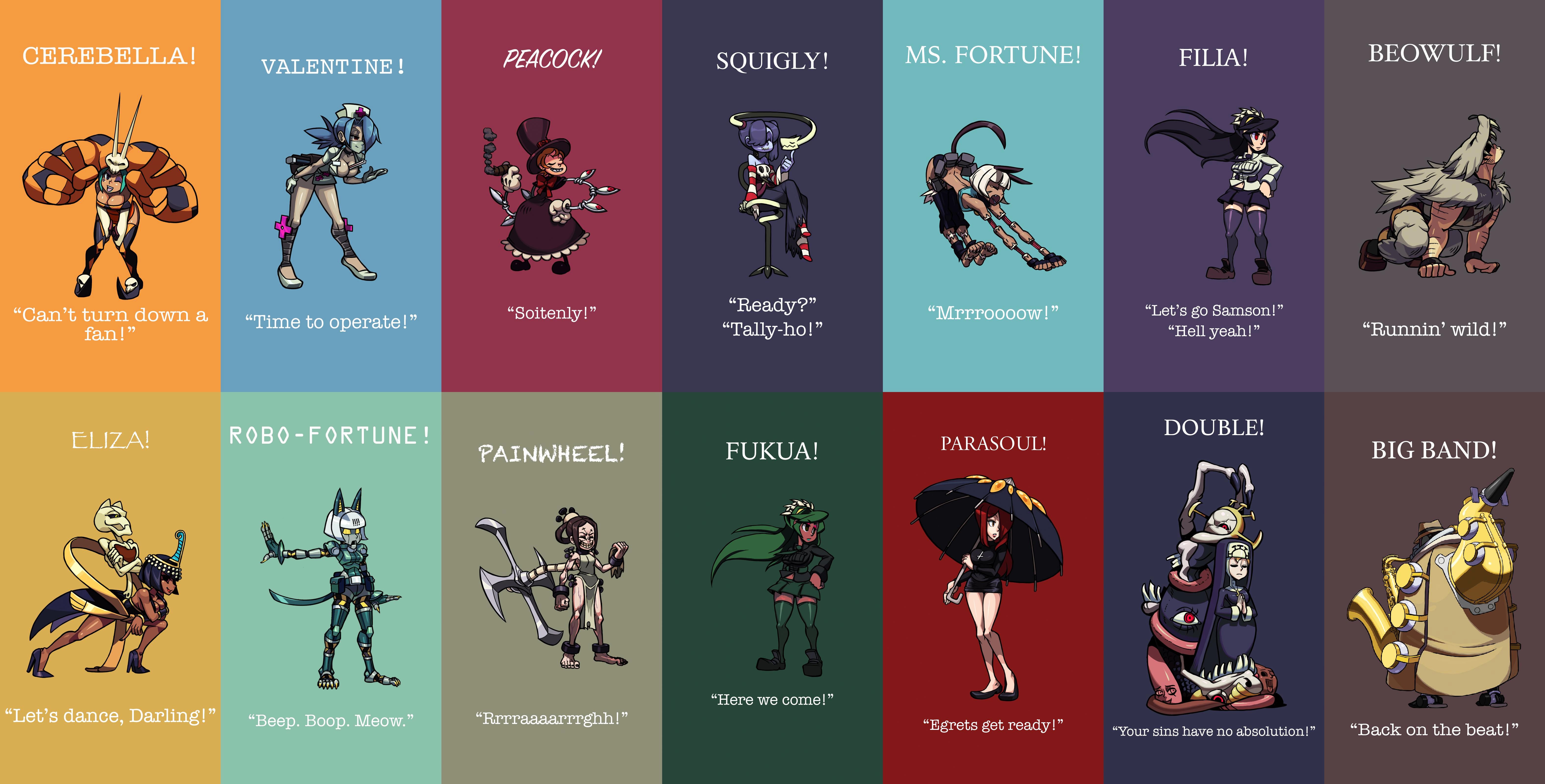 Everyone is here the skullgirls phone wallpaper collection is now in desktop form rskullgirls