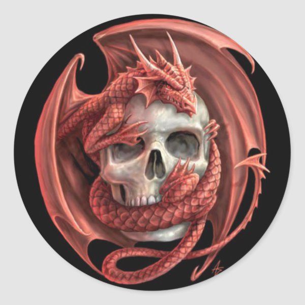 Dragon skull classic round sticker zazzle skull wallpaper anne stokes art gothic fantasy art