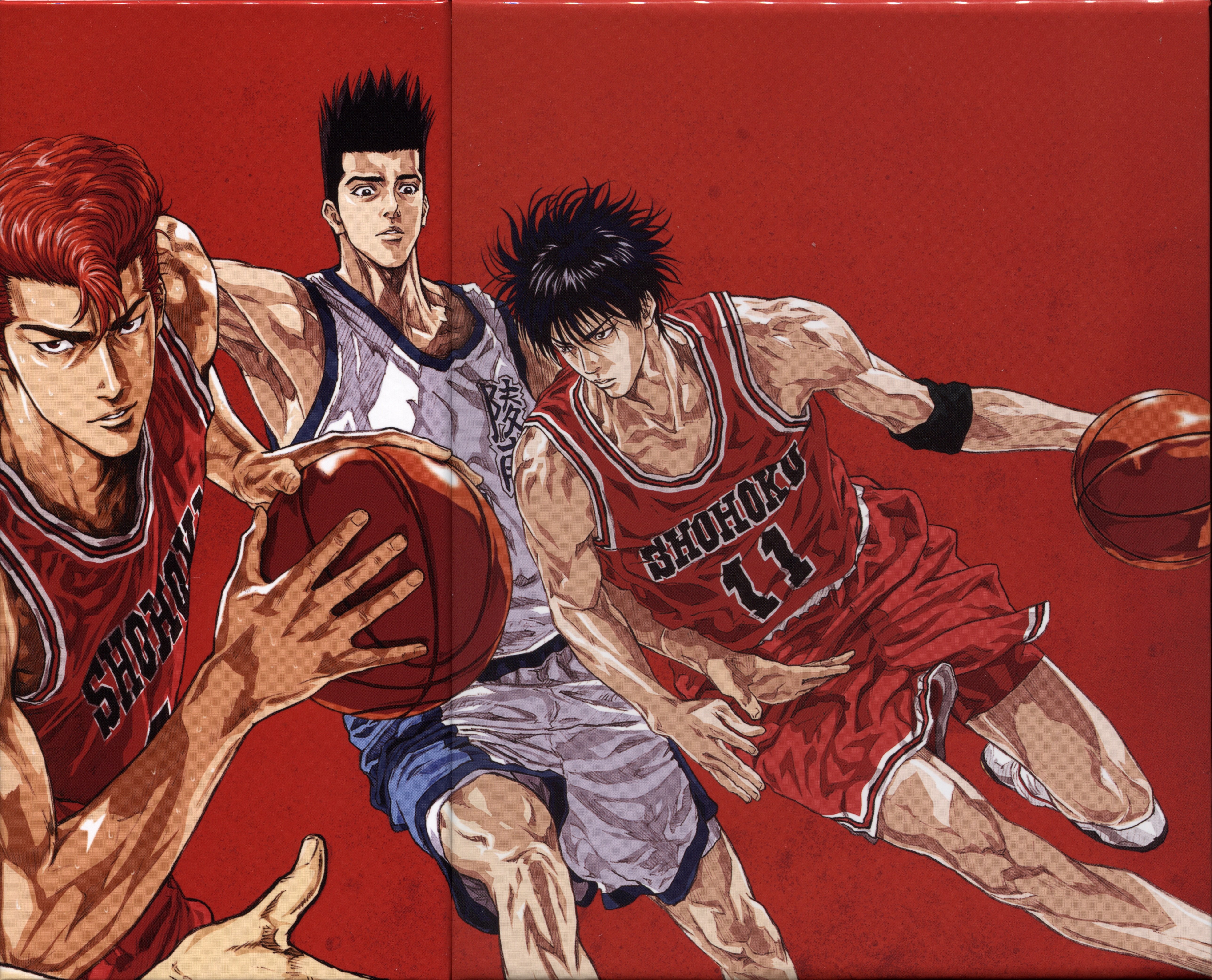 Anime sports basketball group guys slam dunk series hanamichi sakuragi character akira sendo wallpaper x