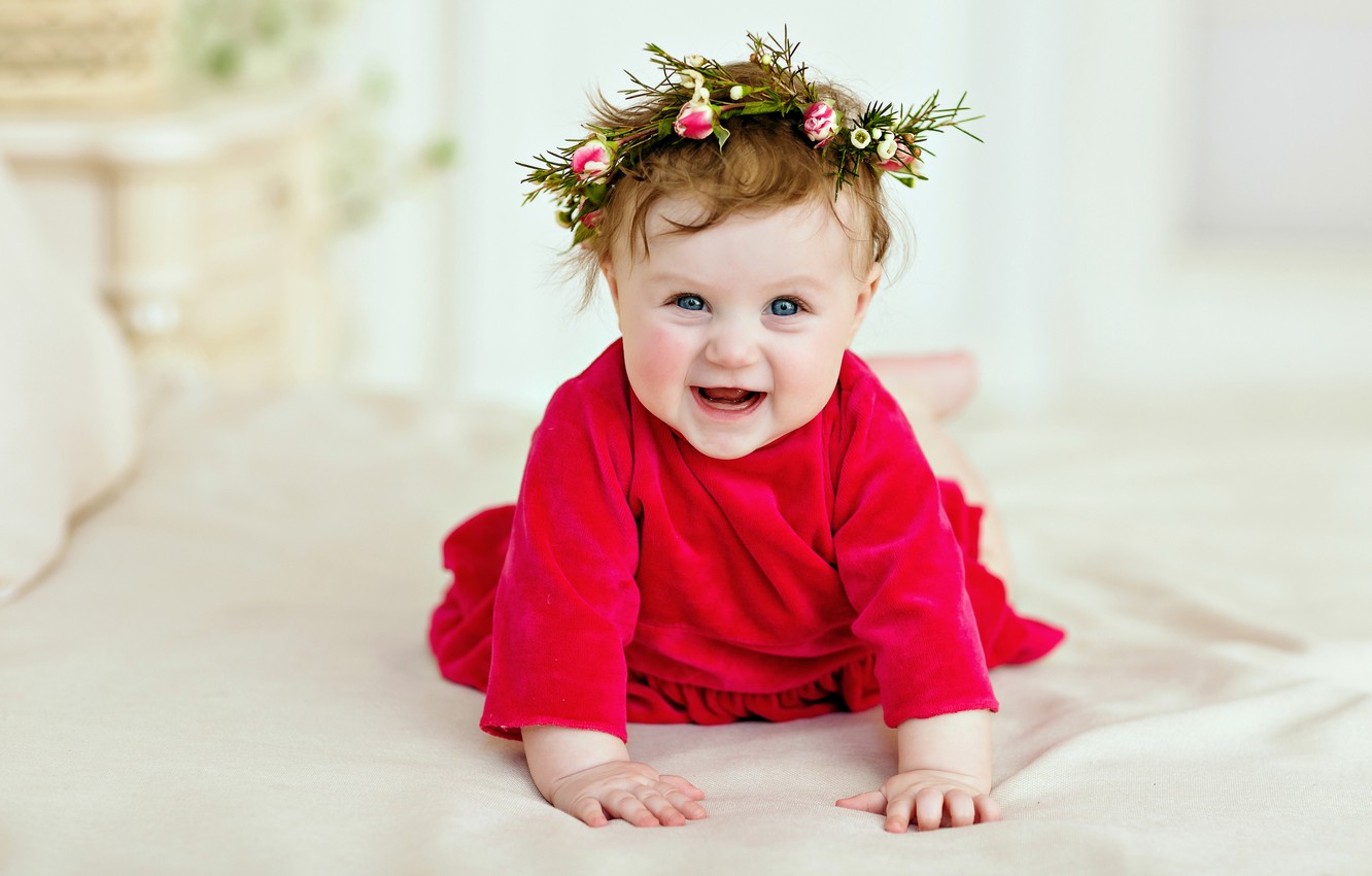 Wallpaper smile child dress girl wreath baby smile child kid infants images for desktop section ððñññððµððñ