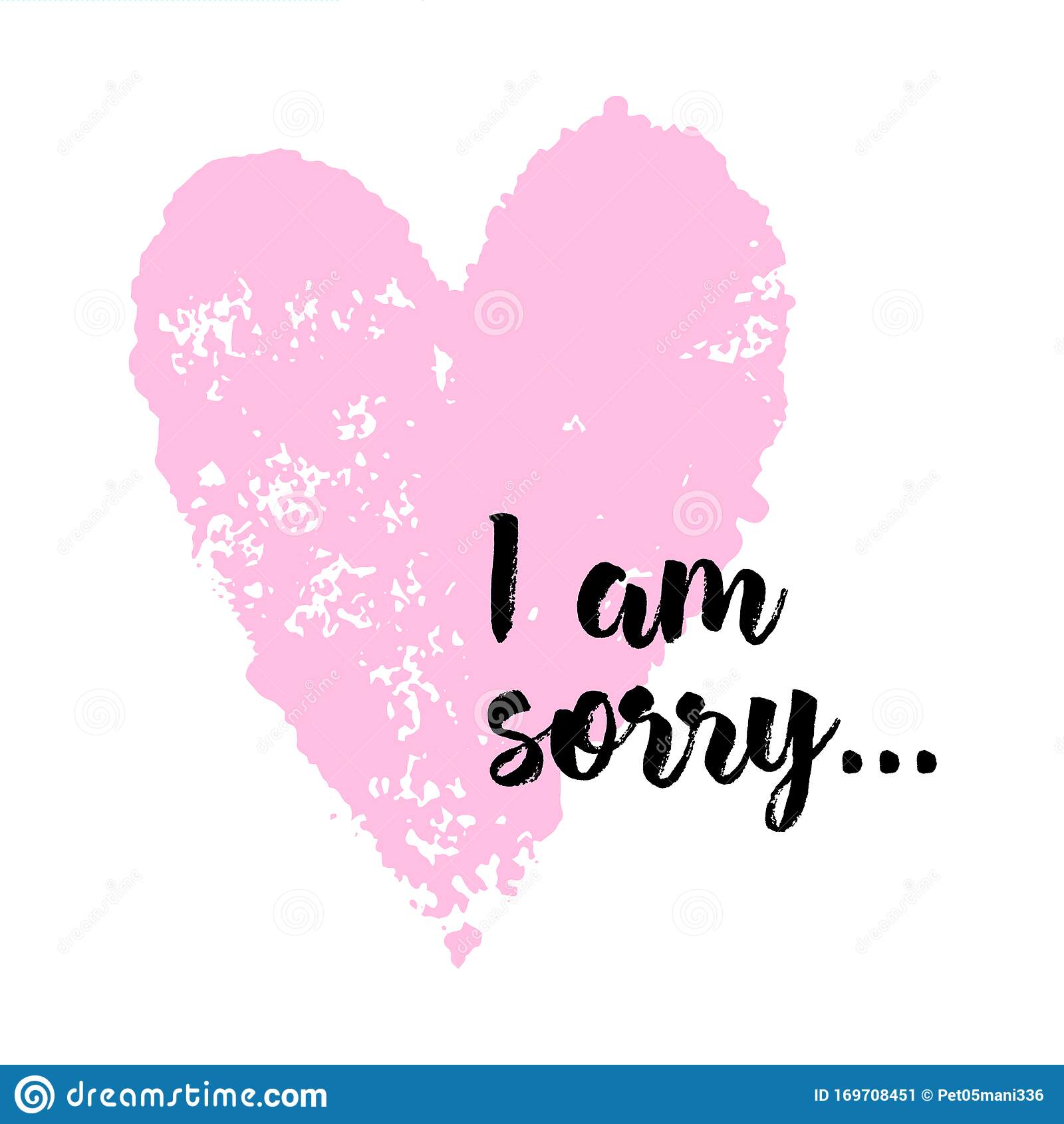 Square banner with a pink heart and the inscription i am sorry template greeting card brochure or wallpaper stock vector