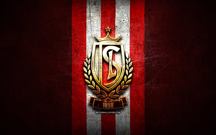 Download wallpapers standard liege fc golden logo jupiler pro league red metal background football belgian football club standard liege logo soccer royal standard liege for desktop free pictures for desktop free