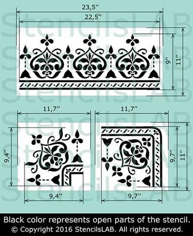 Wall Stencils Border Stencil Pattern Reusable Template for DIY wall decor