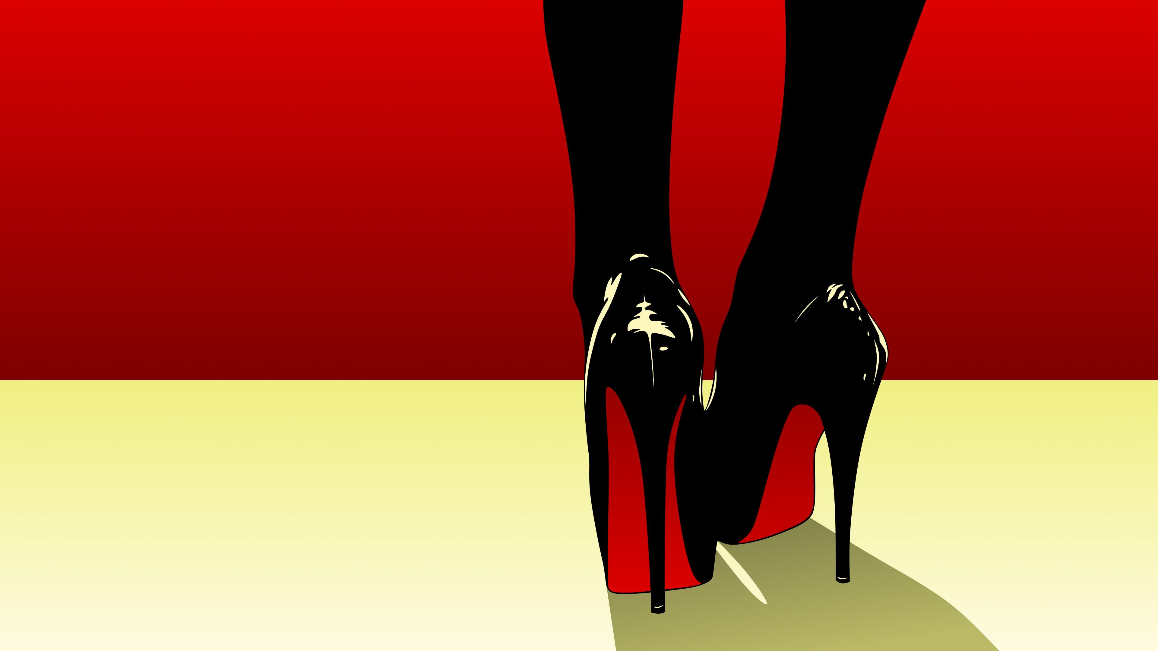 Red yellow black vector feet shoes simple high heels louboutin k wallpaper hdwallpaper desktop heels high heels shoes