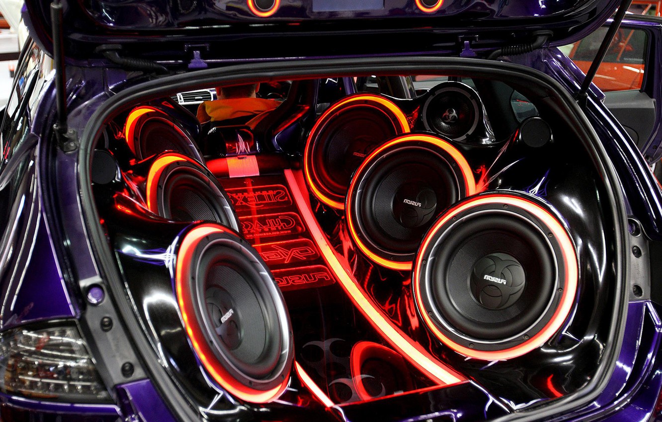 Wallpaper music tuning backlight speakers red light the trunk of the car sabvufery images for desktop section ðñð