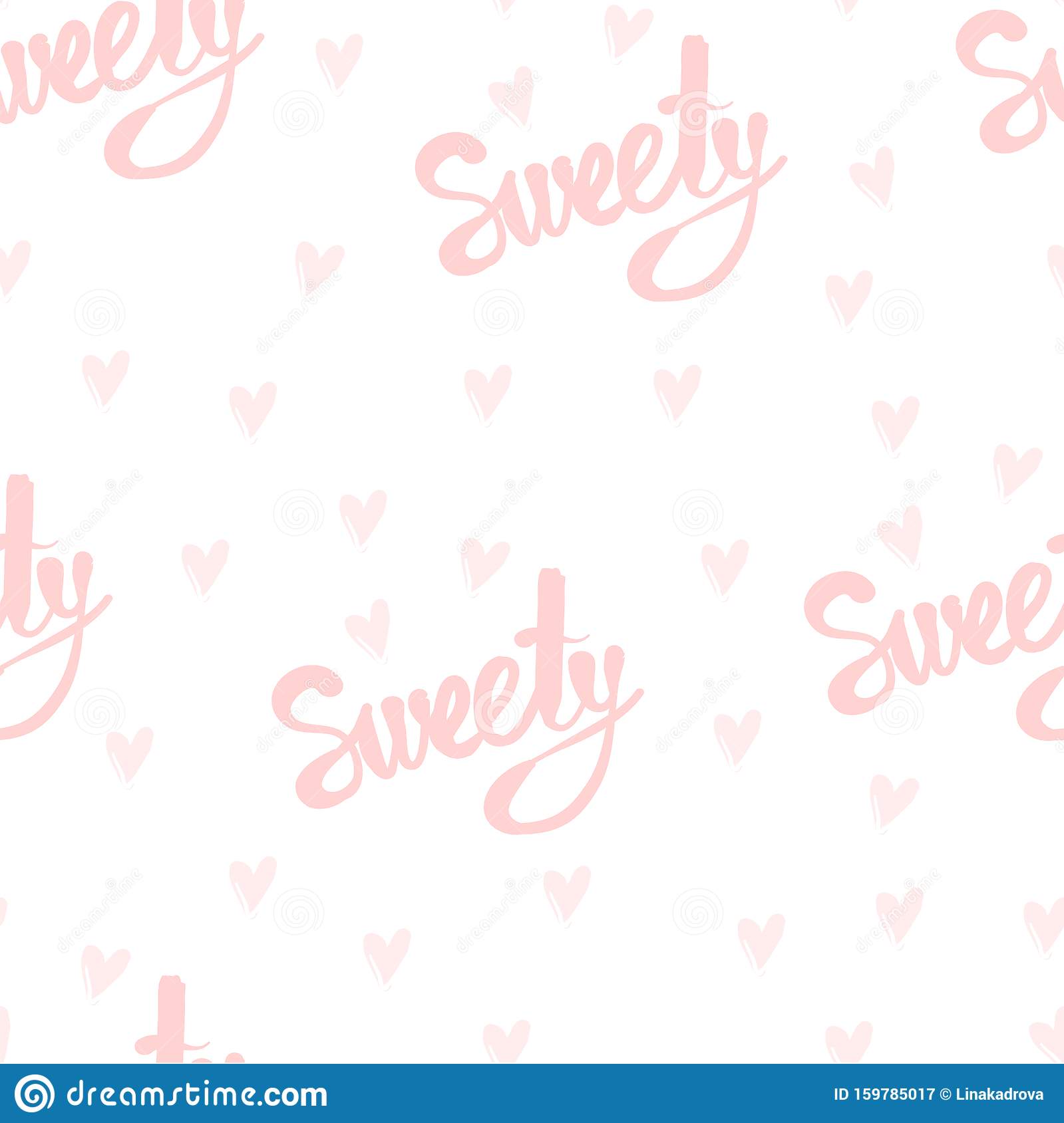 Seamless vector pattern with handwriting text sweety decorative background for print invitation textile fabric stock vector