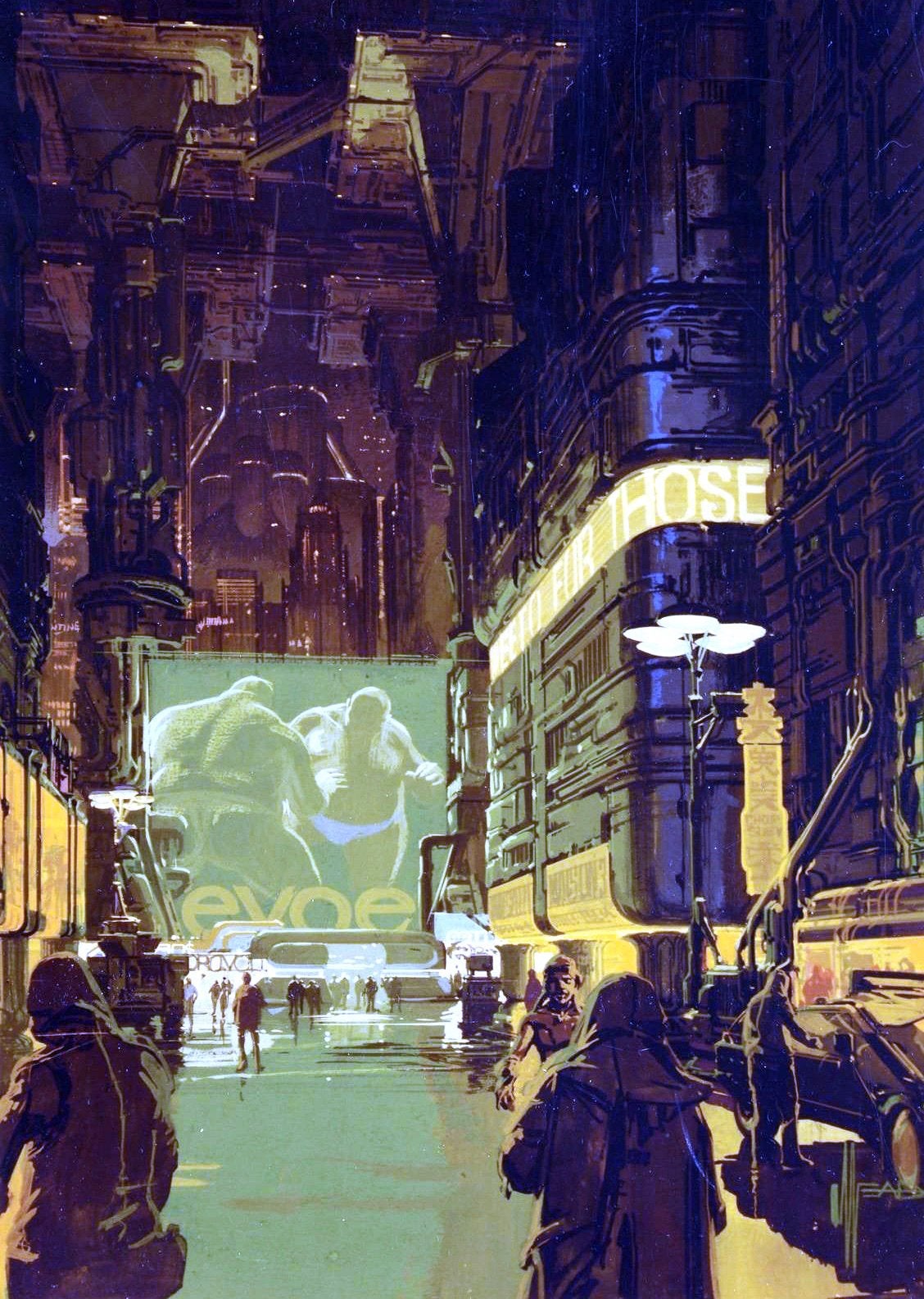 Some more beautiful concept art from syd mead this one was my phone wallpaper for a while rbladerunnerart