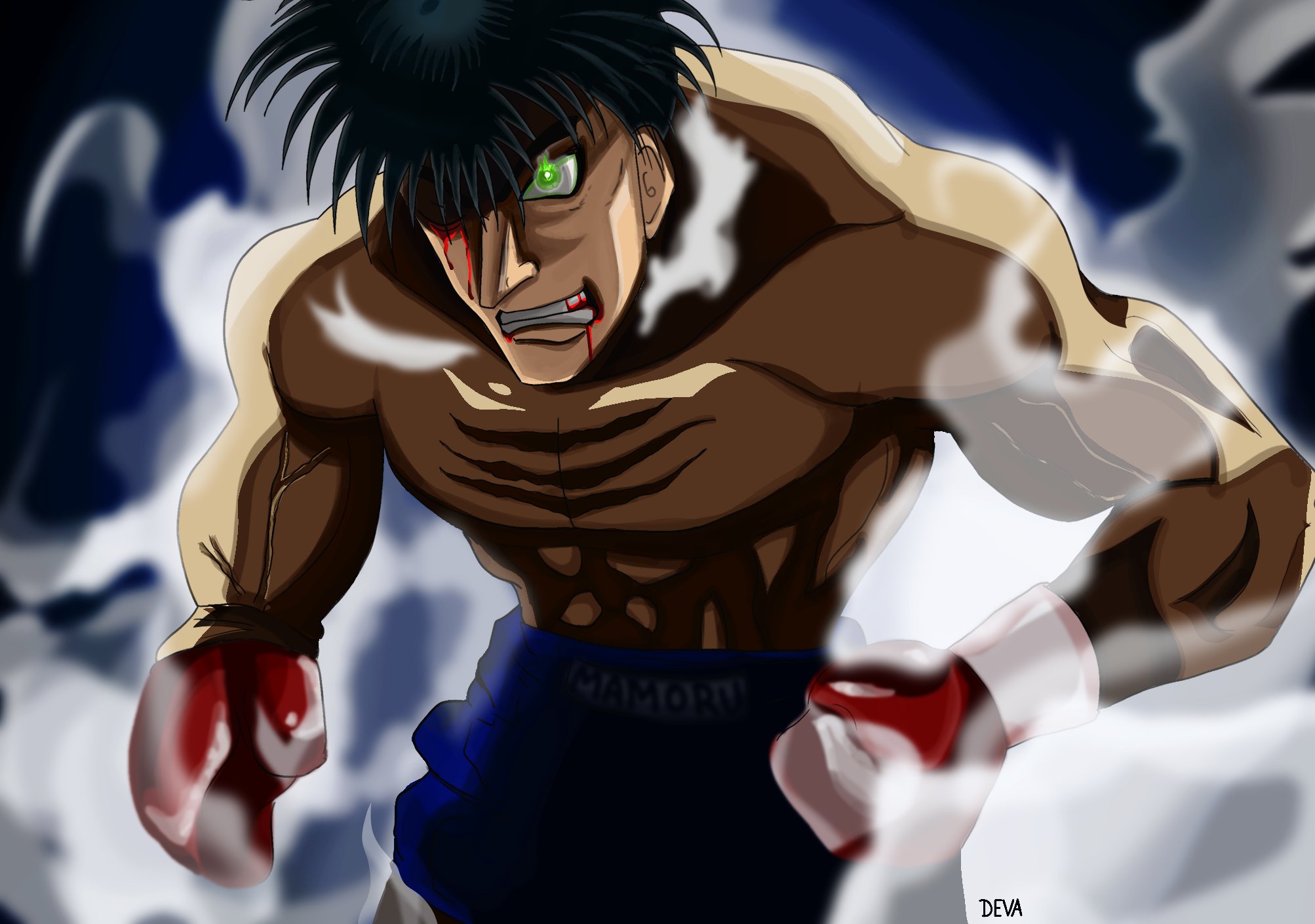 Devanshu on i loved painting this the character is takamura from the anime hajime no ippo this took me hours animeart digitalart httpstcojzhwvhrw