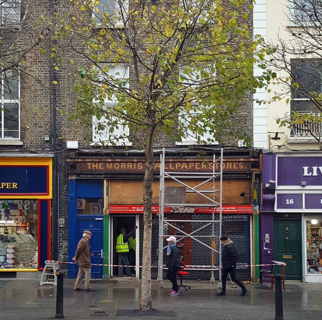 Dublin ghost signs on the morris wallpaper stores sign revealed today on talbot street in dublin â httpstcowrzgihof httpstcoyirwuayb