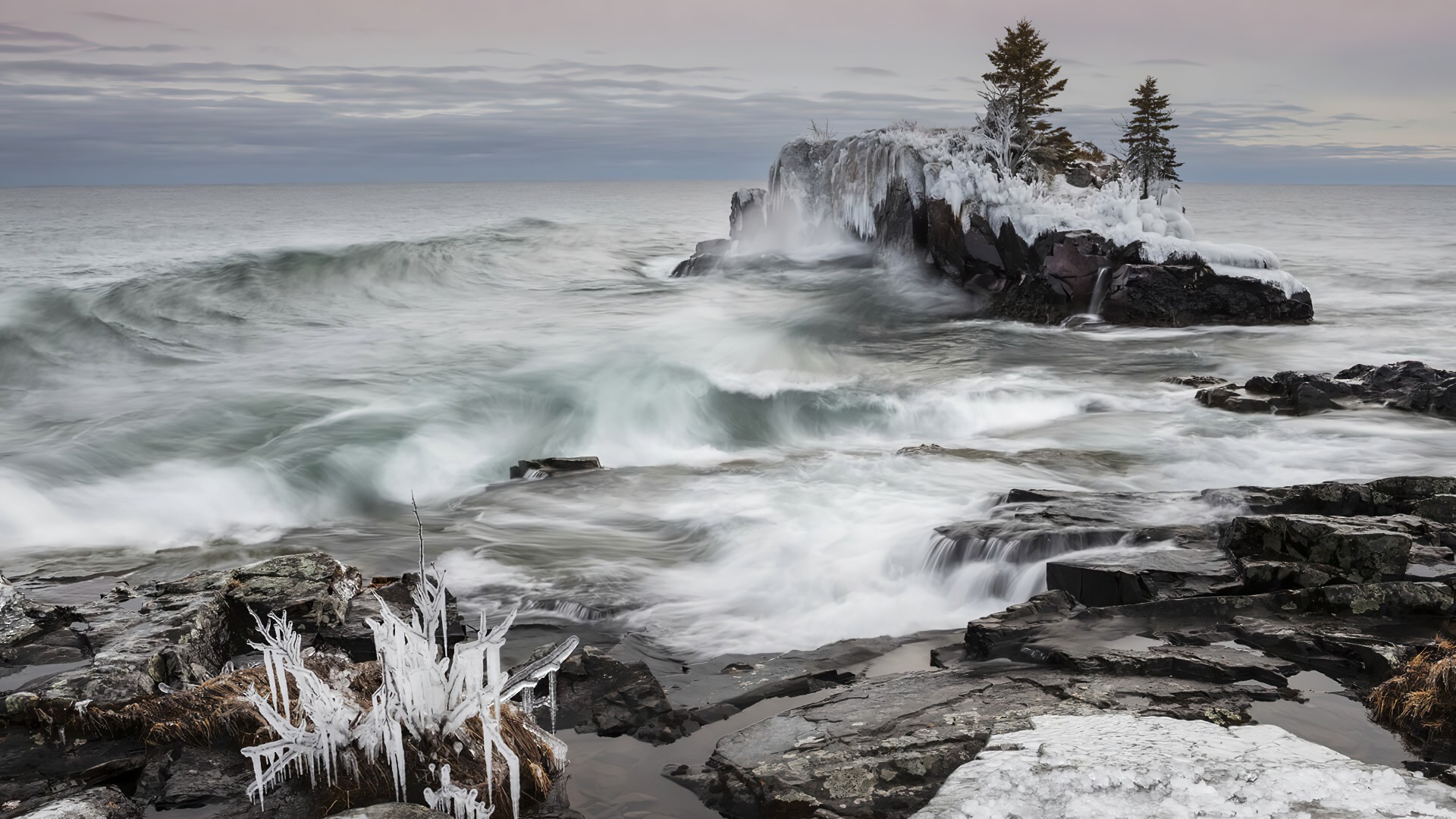 Wallpaper lake superior thunder bay ontario canada winter k travel