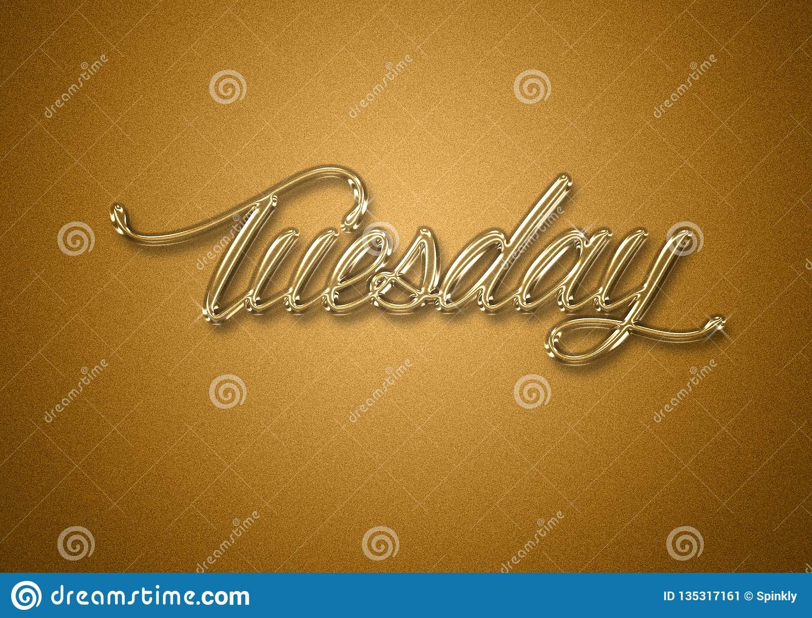 Tuesday day of the week gold title background stock image