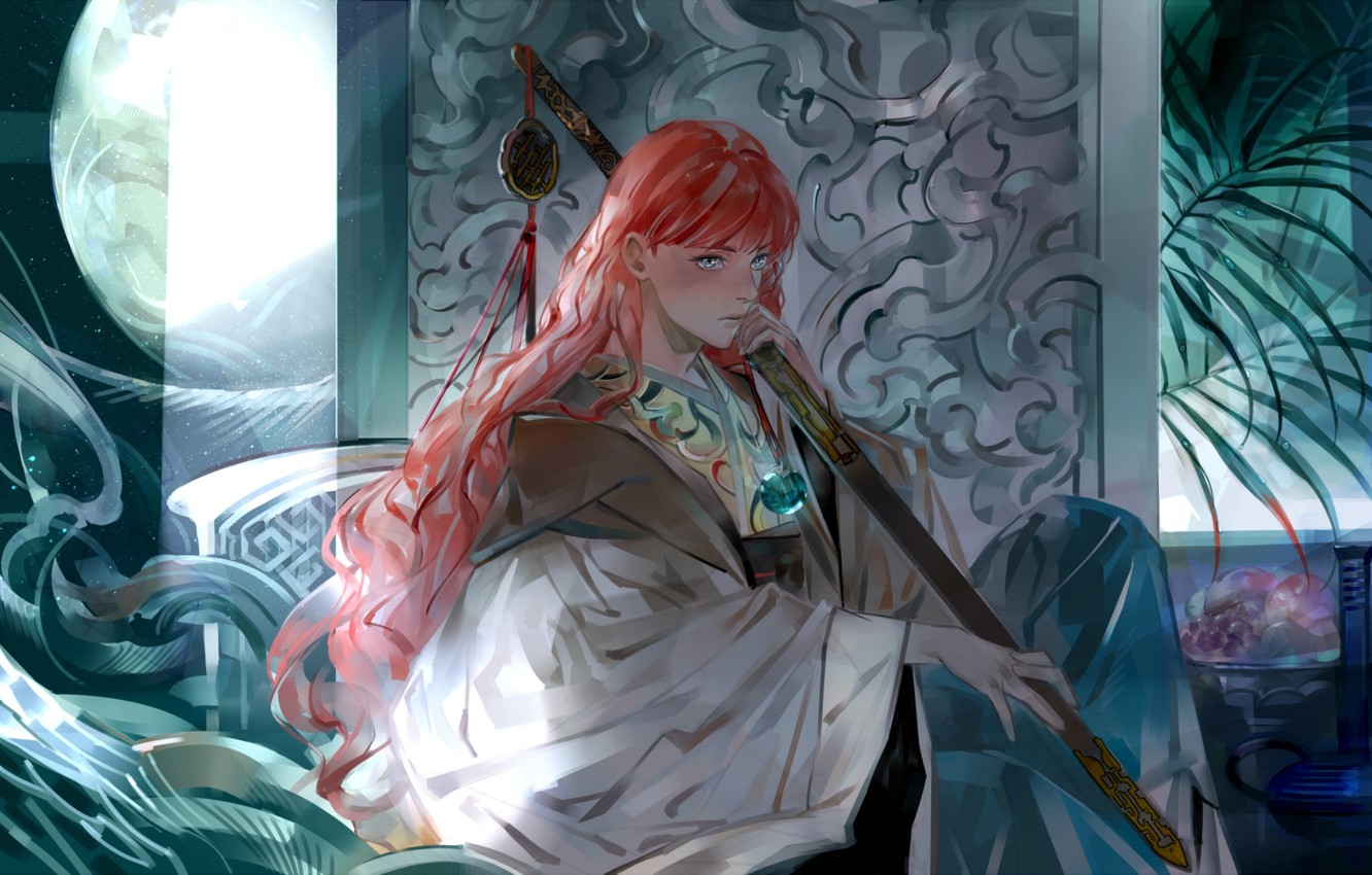 Wallpaper girl the moon plant a month art fruit red hair queen kingdoms youko nakajima juuni kokuk my the twelve kingdoms sekishi images for desktop section ðñðñðµðµ