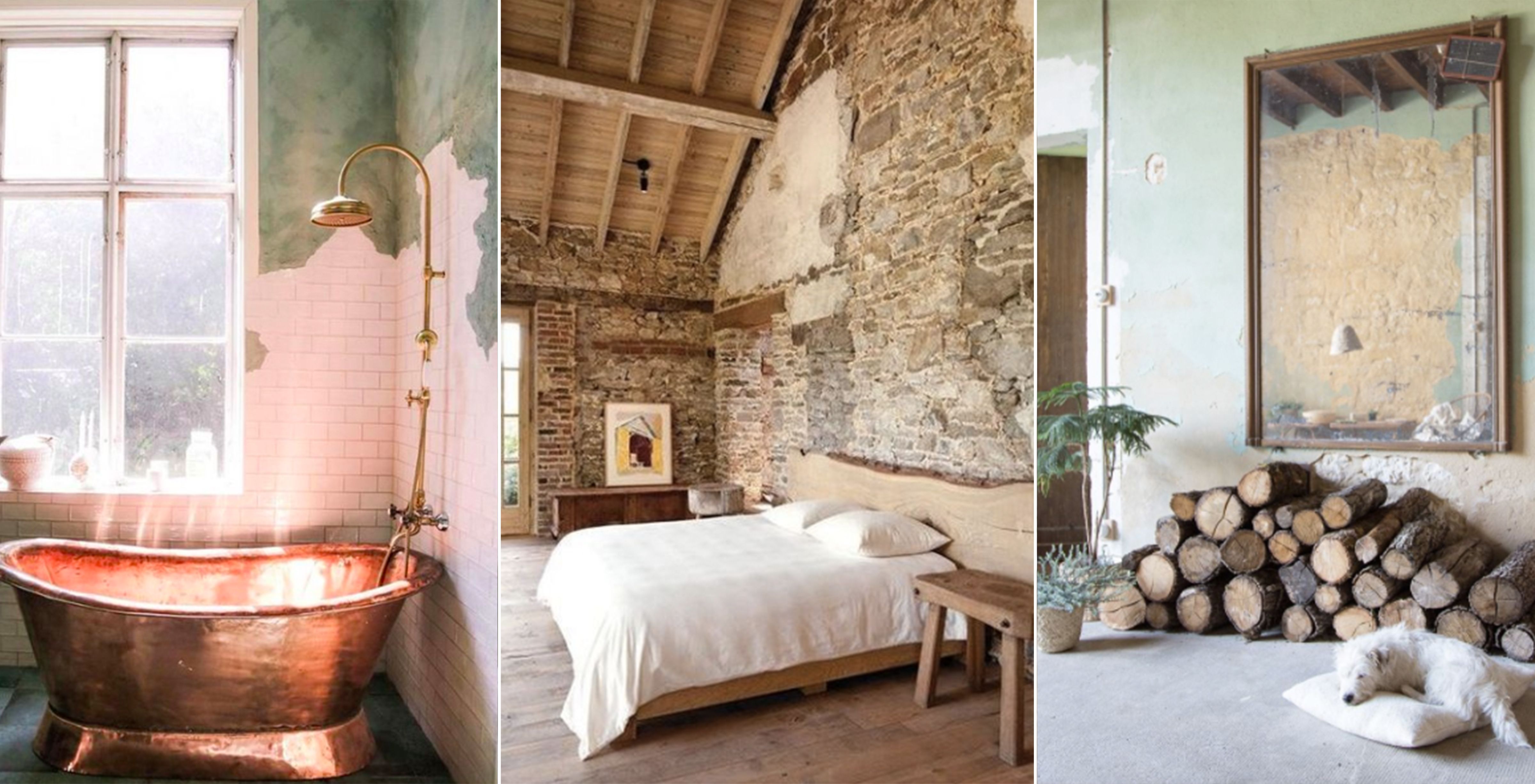 Rooms with rustic unfinished walls