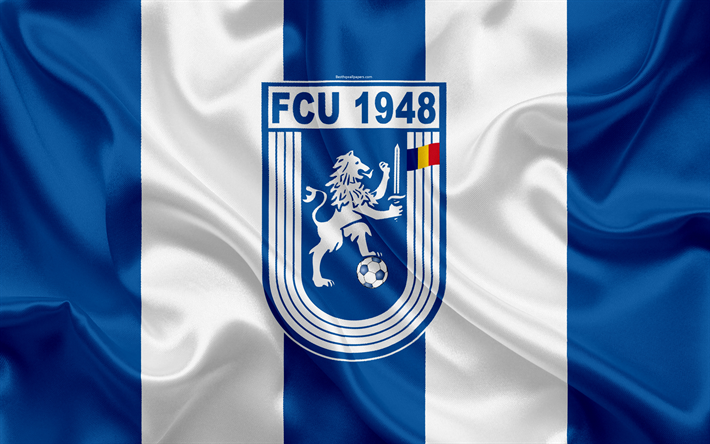 Download wallpapers cs universitatea craiova fc k romanian football club universitatea logo silk flag romanian liga craiova romania football for desktop free pictures for desktop free