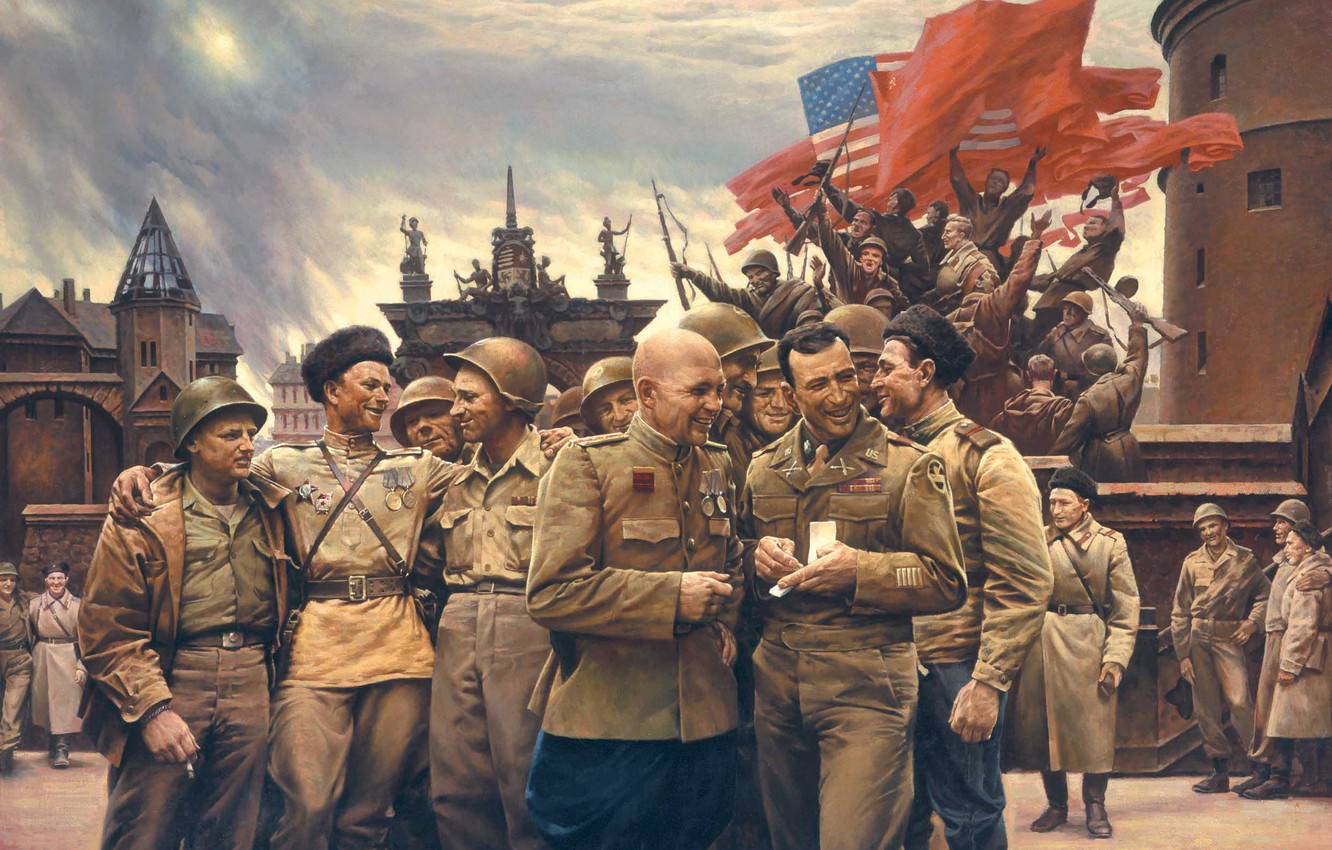 Wallpaper war victory ussr soldiers flags usa images for desktop section ðñðð