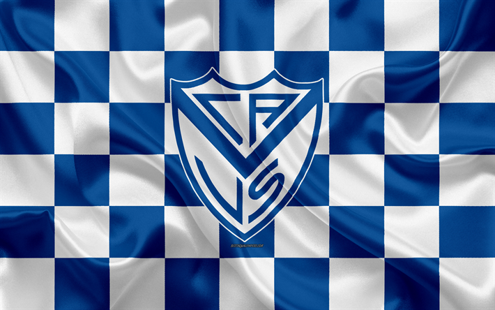 Download wallpapers velez sarsfield k logo creative art blue white checkered flag argentinian football club argentine superleague primera division emblem silk texture buenos aires argentina football club atleti velez sarsfield for desktop