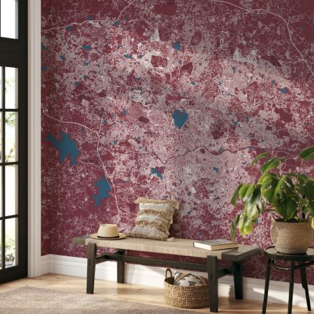 Hyderabad map wall mural â red blue mural wallpaper pvc free non