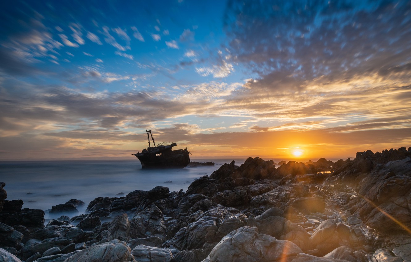 Wallpaper sea sunset shore ship south africa western cape lagulhas images for desktop section ððµðð