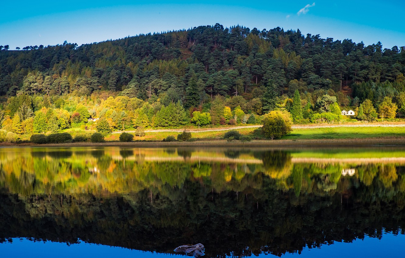 Wallpaper autumn forest the sky water the sun trees reflection river house ireland wicklow images for desktop section ððµðð