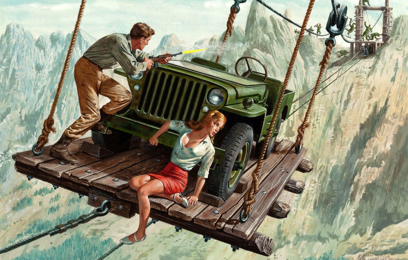 Wallpaper girl chase male crossing jeep willys mb mort kãnstler images for desktop section ððððððññ