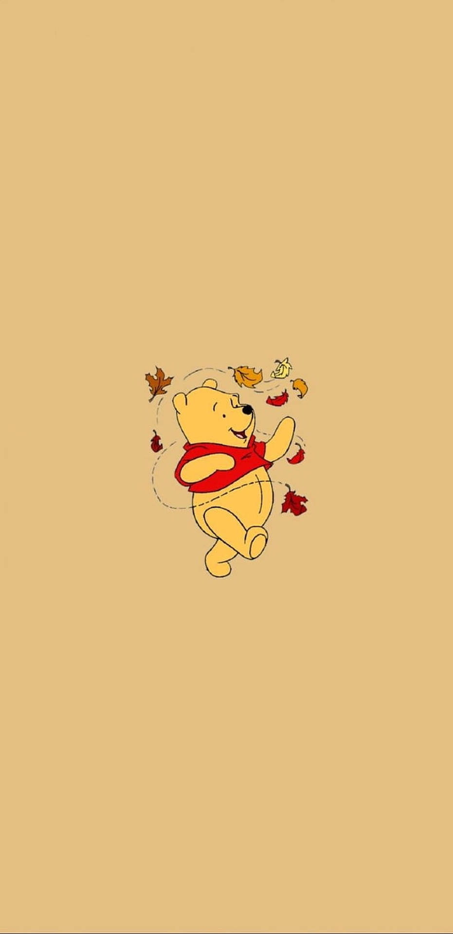 Download winnie the pooh with leaves wallpaper