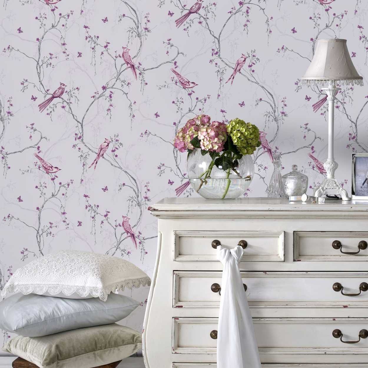 Songbird lilac wallpaper woods