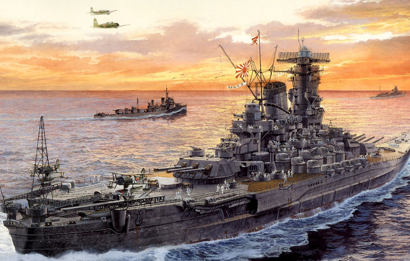 Wallpaper ship art navy military battleship japanese battleship ww yamato ijn images for desktop section ðññðððµ