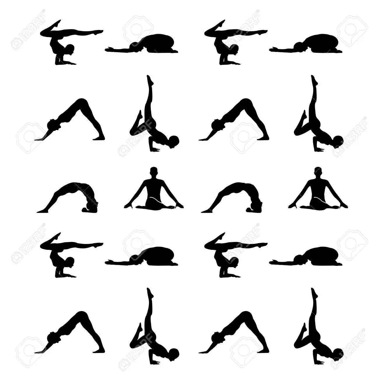 Yoga poses silhouette wallpaper royalty free svg cliparts vectors and stock illustration image