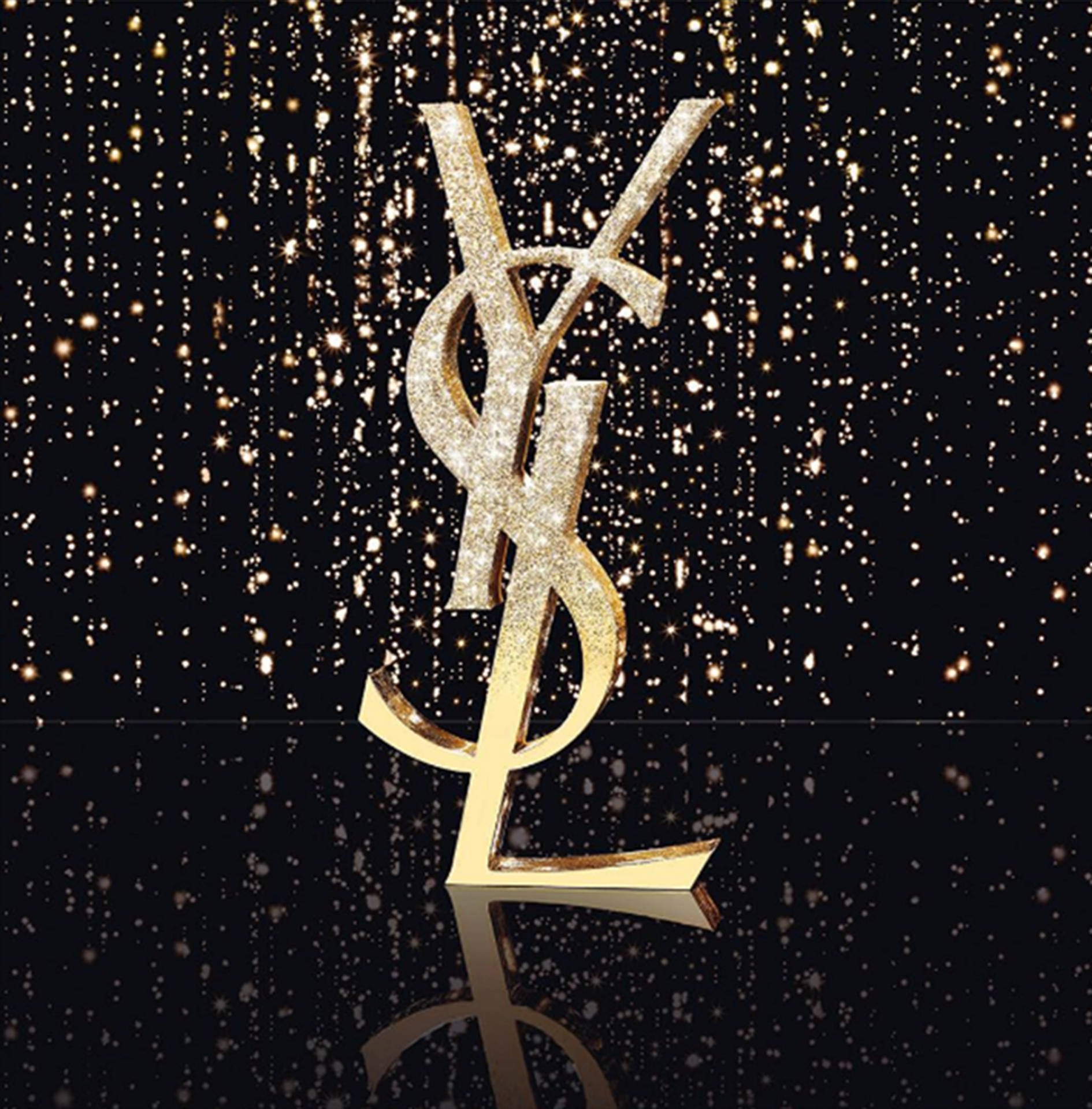 Download gold aesthetic ysl logo wallpaper