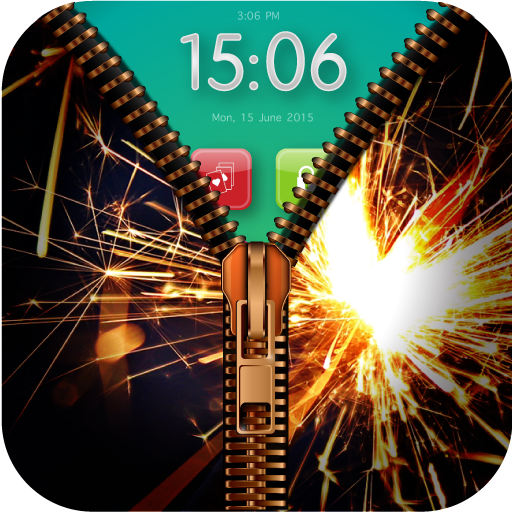 Fireworks zipper lock wallpaper zip lock screenappstore for android