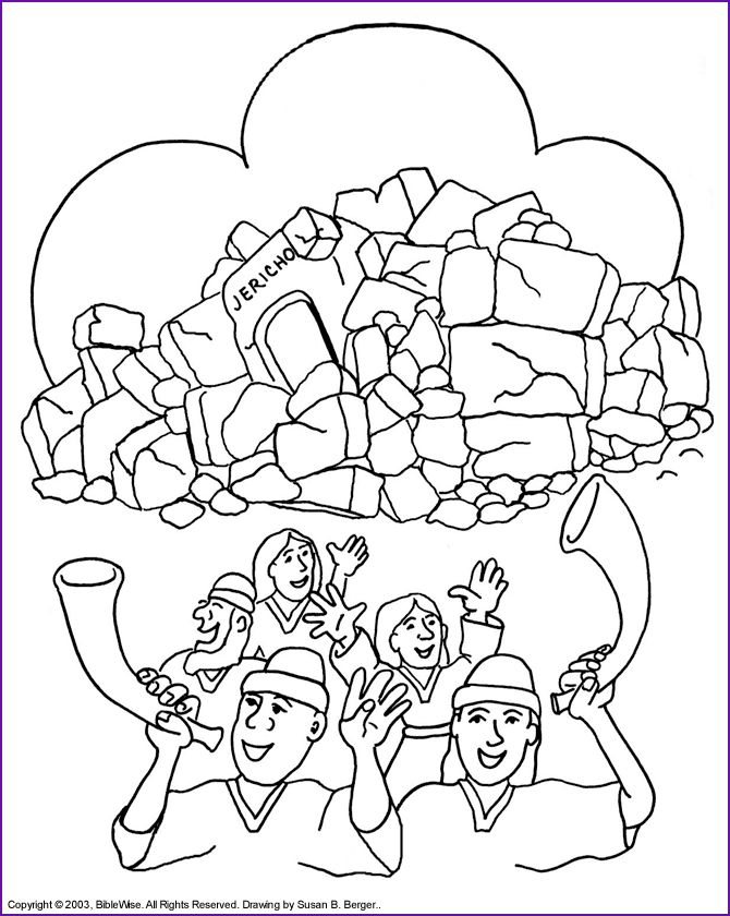 Print version joshua wall of jericho coloring page