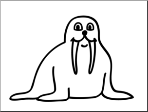 Clip art basic words walrus bw unlabeled i