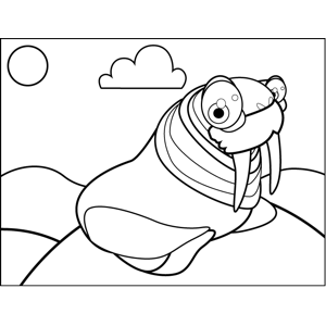 Sitting walrus coloring page