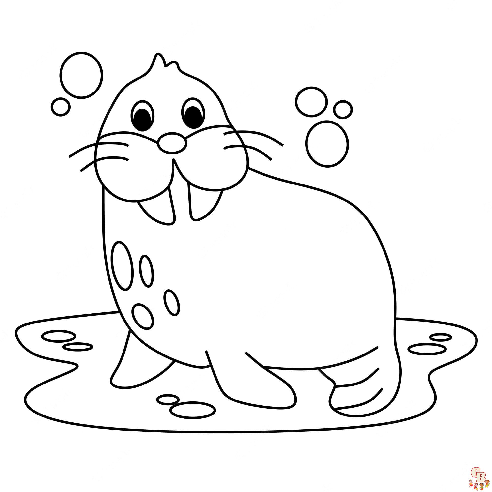 Printable walrus coloring pages free for kids and adults