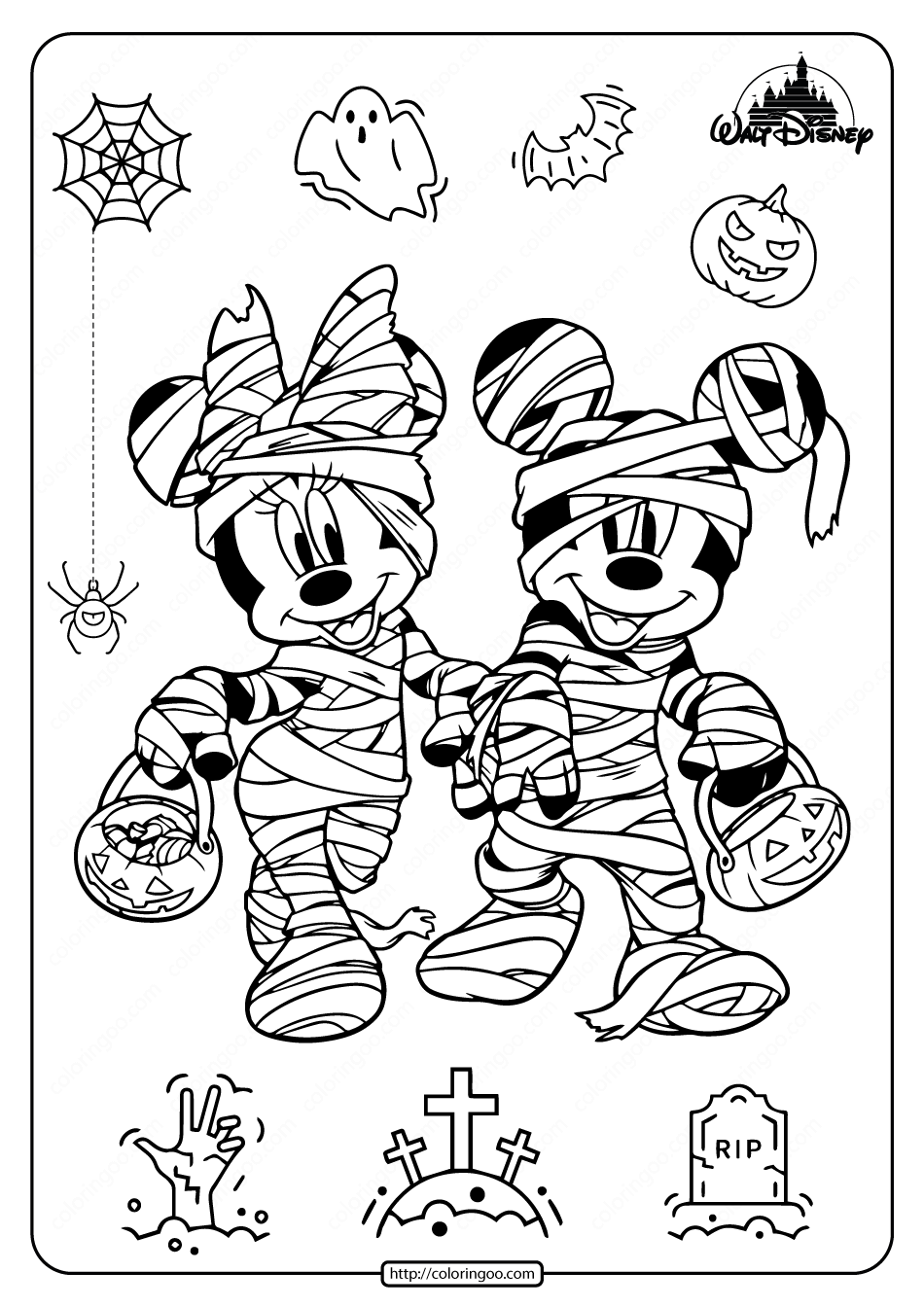 Happy halloween disney coloring pages