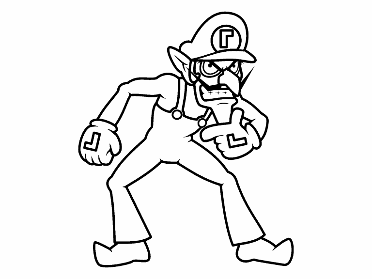 Waluigi coloring page